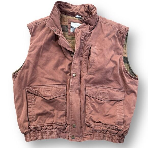 Vintage Fieldmaster Flannel Lined Quilted Rust Vest Men’s XL Outdoor Chore Denim - Picture 10 of 10